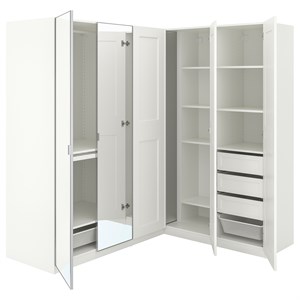 {{photo.Alt || photo.Description || 'PAX / GRIMO/ÅHEIM, угловой шкаф, белый/белое зеркальное стекло'}}