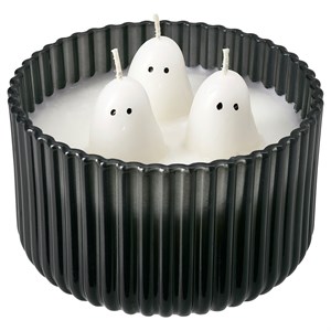{{photo.Alt || photo.Description || 'KUSTFYR, ароматическая свеча в стакане, 3 фитиля, Jelly Candy Ghost/черный/белый'}}