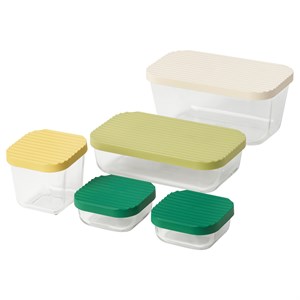 {{photo.Alt || photo.Description || 'HAVSTOBIS, контейнер для пищевых продуктов с крышкой, набор из 5 шт., прозрачный/разноцветный'}}
