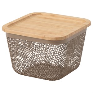 {{photo.Alt || photo.Description || 'IKEA 365+, корзина с крышкой, квадратный металл/светлый серо-коричневый бамбук'}}