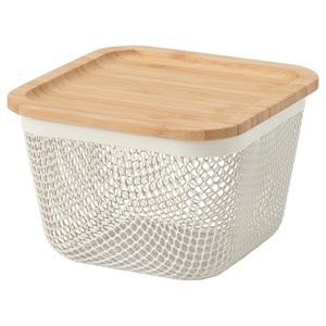 {{photo.Alt || photo.Description || 'IKEA 365+, корзина с крышкой, квадратный металл/белый бамбук'}}