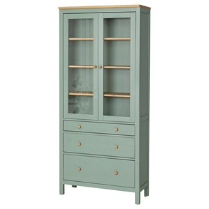 {{photo.Alt || photo.Description || 'HEMNES, шкаф со стеклянной дверцей и 3 ящиками, серо-зеленая/светло-коричневая морилка'}}