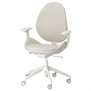 HATTEFJÄLL, офисный стул с подлокотниками, Гуннаред бежевый/белый 405.389.56