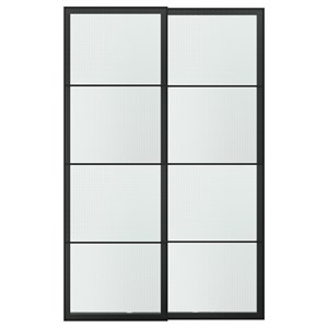 {{photo.Alt || photo.Description || 'LUNDBRÄSMA, пара раздвижных дверей, черное/клетчатое стекло'}}