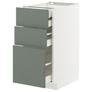 METOD / MAXIMERA, base cb 3 frnts/2 low/1 md/1 hi drw, белый/Nickebo матовый серо-зеленый 095.655.08