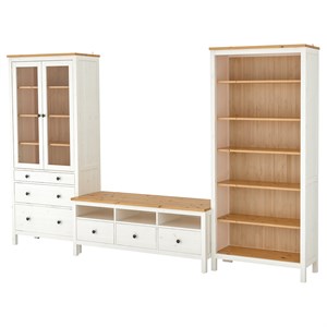 {{photo.Alt || photo.Description || 'HEMNES, Комбинация для хранения ТВ, белая морилка/светло-коричневое прозрачное стекло'}}