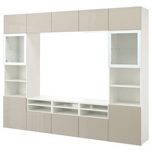 {{photo.Alt || photo.Description || 'BESTÅ, Комбинация для хранения ТВ/стеклянные дверцы, белый/Сельсвикен глянцевый/бежевое прозрачное стекло'}}