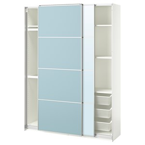 PAX / MEHAMN/AULI, шкаф-купе, белый двусторонний/голубое зеркальное стекло 996.097.82