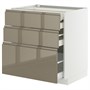 METOD / MAXIMERA, base cb 3 frnts/2 low/1 md/1 hi drw, белый/Voxtorp глянцевый темно-серо-коричневый 595.766.46