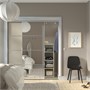 SKYTTA / MEHAMN/AULI, Комбинация раздвижных дверей, алюминий двусторонний/серо-бежевое зеркальное стекло 295.759.12