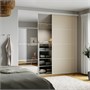SKYTTA / MEHAMN/AULI, Комбинация раздвижных дверей, белое двустороннее/серо-бежевое зеркальное стекло 095.759.27