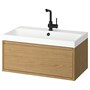 ÄNGSJÖN / BACKSJÖN, умывальник с ящиком/раковиной/краном, под дуб 895.160.57