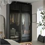 PAX / LUNDBRÄSMA, шкаф-купе, темно-серый черный/клетчатое стекло 696.178.87