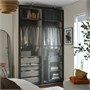 PAX / LUNDBRÄSMA, шкаф-купе, серо-бежевый черный/клетчатое стекло темно-серый 296.178.94