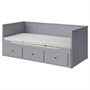 HEMNES, кушетка с 3 ящиками/2 матрасами, серый/Оннфьеллет супертвердый 996.212.94