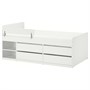 SLÄKT / NATTAPA, кровать frm w strg+guard rl+slat bd bse, белый 795.639.16