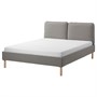 SAGESUND, Каркас кровати с обивкой, Дисерёд коричневый/Лёнсет 694.964.99