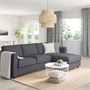 VIMLE, 3-местный диван-кровать с шезлонгом, Гуннаред средний серый 595.452.83