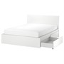 MALM, Каркас кровати, высокий, с 2 ящиками для хранения, белый/Лурой 491.994.62