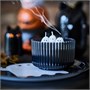 KUSTFYR, ароматическая свеча в стакане, 3 фитиля, Jelly Candy Ghost/черный/белый 006.263.80