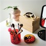 DVÄRGHÖK, ароматическая свеча в стакане с крышкой, цитрусовый цветок красно-оранжевый/желто-коричневый 006.093.52