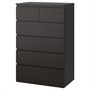 MALM, комод с 6 ящиками, черно-коричневый 603.546.25