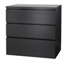 MALM, комод с 3 ящиками, черно-коричневый 303.546.22