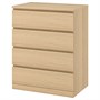 MALM, комод с 4 ящиками, дубовый шпон, беленый 903.546.62