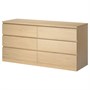 MALM, комод с 6 ящиками, дубовый шпон, беленый 503.546.64