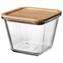 IKEA 365+, пищевой контейнер с крышкой, прямоугольный стекло/бамбук 892.690.66