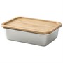 IKEA 365+, пищевой контейнер с крышкой, прямоугольный, нержавеющая сталь/бамбук 194.375.01