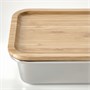 IKEA 365+, пищевой контейнер с крышкой, прямоугольный, нержавеющая сталь/бамбук 194.375.01