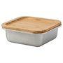IKEA 365+, пищевой контейнер с крышкой, прямоугольный, нержавеющая сталь/бамбук 194.375.01