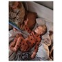 NATTSLÄNDA, пододеяльник и наволочка, цветочный узор, серый/белый 405.080.25