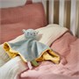 GULDVÄVARE, комфортный плед с мягкой игрушкой, сине-желтый/кошка 005.736.59