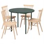 IKEA PS 2026 / HÖGVED, стол и 4 стула, зеленый/сосна 096.477.74