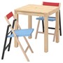 IKEA PS 2026, стол и 2 складных стула, сосна/синий/черно-красный 696.477.71