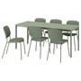 VIHALS / VIHALS, стол и 6 стульев, зеленый/зеленый Tibbleby серо-зеленый 395.995.40