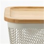 IKEA 365+, корзина с крышкой, квадратный металл/белый бамбук 396.177.80