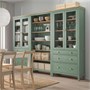 HEMNES, Комбинация для хранения с дверцами/ящиками, серо-зеленая/светло-коричневая морилка 195.910.69
