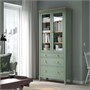 HEMNES, шкаф со стеклянной дверцей и 3 ящиками, серо-зеленая/светло-коричневая морилка 805.961.62