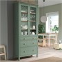 HEMNES, шкаф со стеклянной дверцей и 3 ящиками, серо-зеленая/светло-коричневая морилка 805.961.62