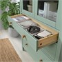HEMNES, шкаф со стеклянной дверцей и 3 ящиками, серо-зеленая/светло-коричневая морилка 805.961.62