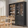 HEMNES, Комбинация для хранения с дверцами/ящиками, черно-коричневый/светло-коричневая морилка 896.499.86