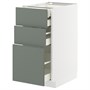 METOD / MAXIMERA, base cb 3 frnts/2 low/1 md/1 hi drw, белый/Nickebo матовый серо-зеленый 095.655.08