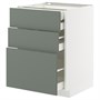 METOD / MAXIMERA, base cb 3 frnts/2 low/1 md/1 hi drw, белый/Nickebo матовый серо-зеленый 095.655.08