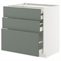 METOD / MAXIMERA, base cb 3 frnts/2 low/1 md/1 hi drw, белый/Nickebo матовый серо-зеленый 095.655.08