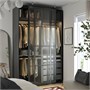 PAX / LUNDBRÄSMA, шкаф-купе, темно-серый черный/клетчатое стекло 396.184.64