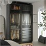 PAX / LUNDBRÄSMA, шкаф-купе, темно-серый черный/клетчатое стекло 396.184.64